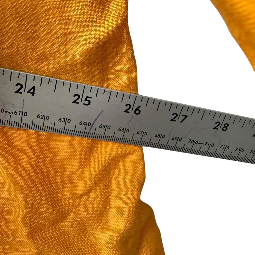 Anthropologie Orange One Shoulder Linen Blend Mini Dress Large Puff Sleeve Large - Picture 6 of 6